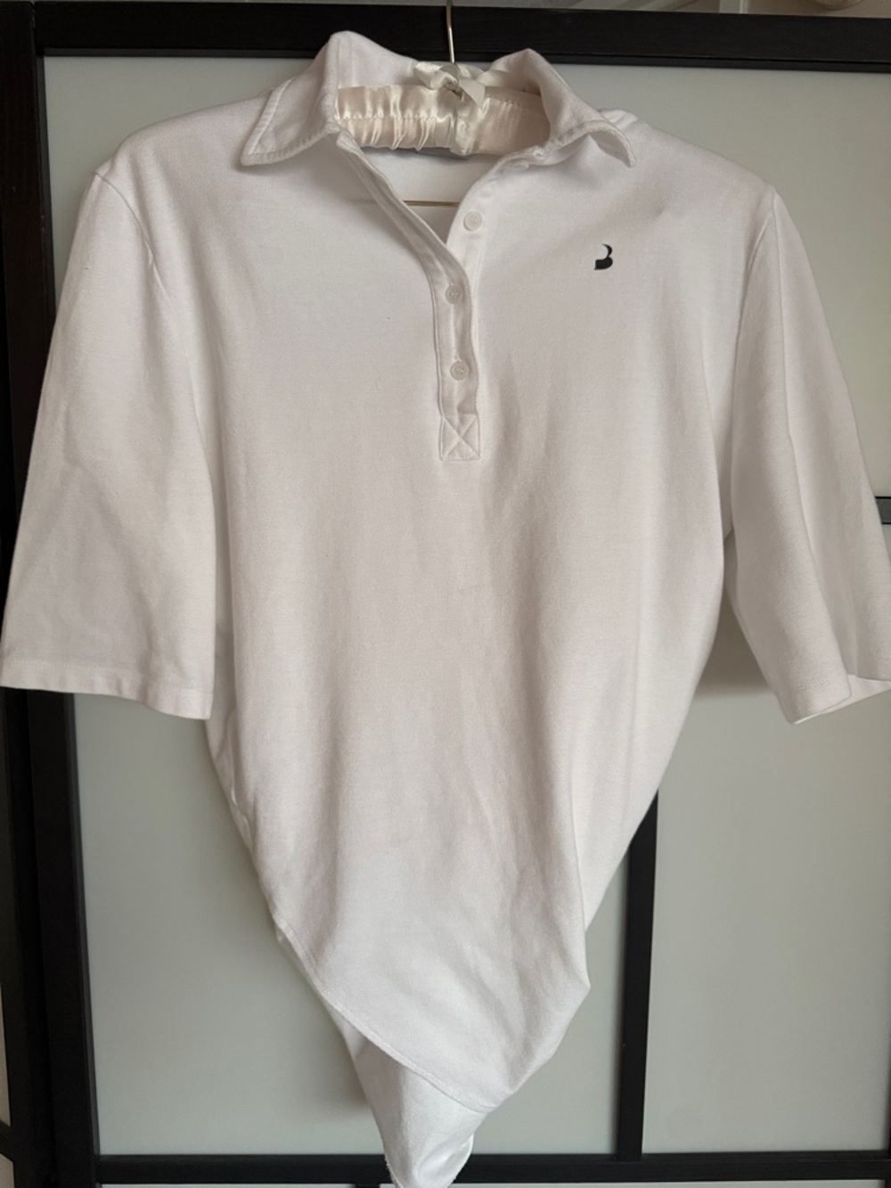 Pushbutton White Structural Drape-Back Button-Up Top - Picture 9 of 16